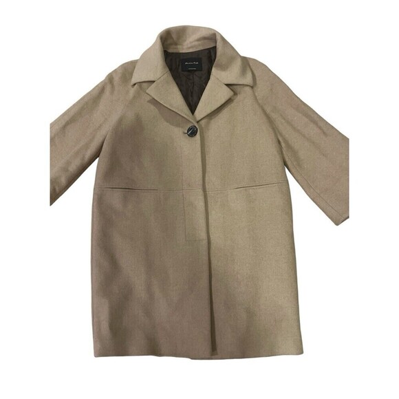 MASSIMO DUTTI Made In Romania  wool blend coat camel Size Medium Wide Arm - Picture 2 of 11